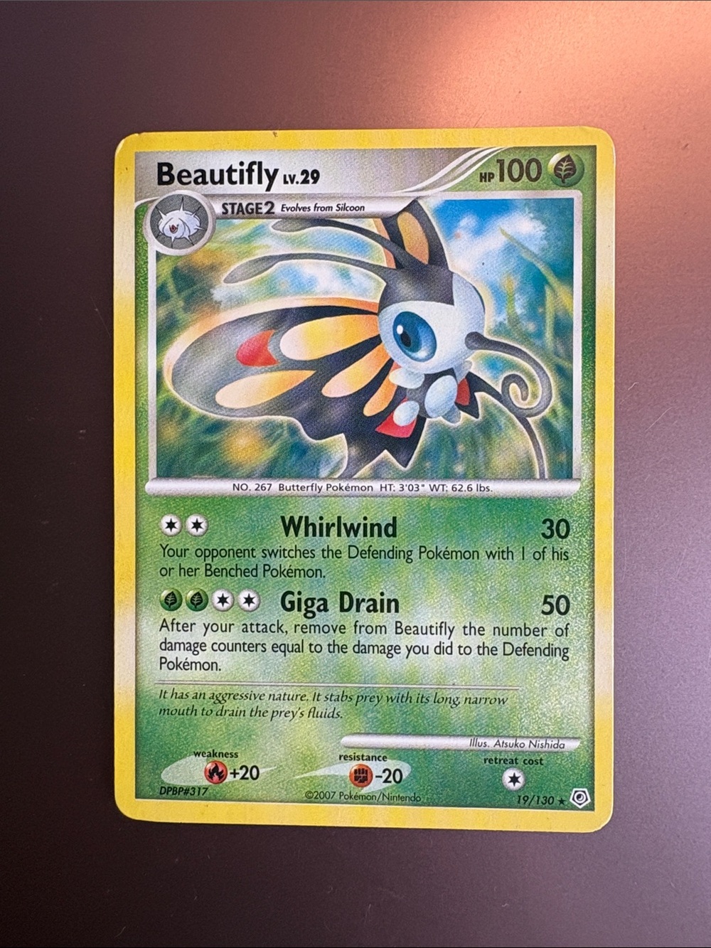 Pokemon Beautifly Green Yellow Card